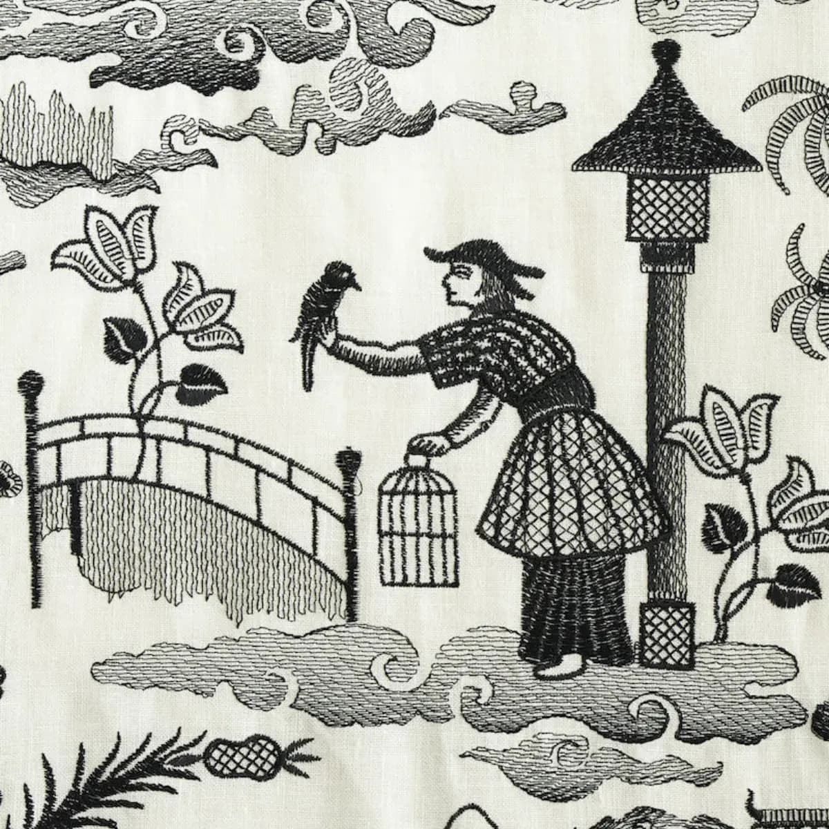 Bassano Embroidered Toile_ BLACK