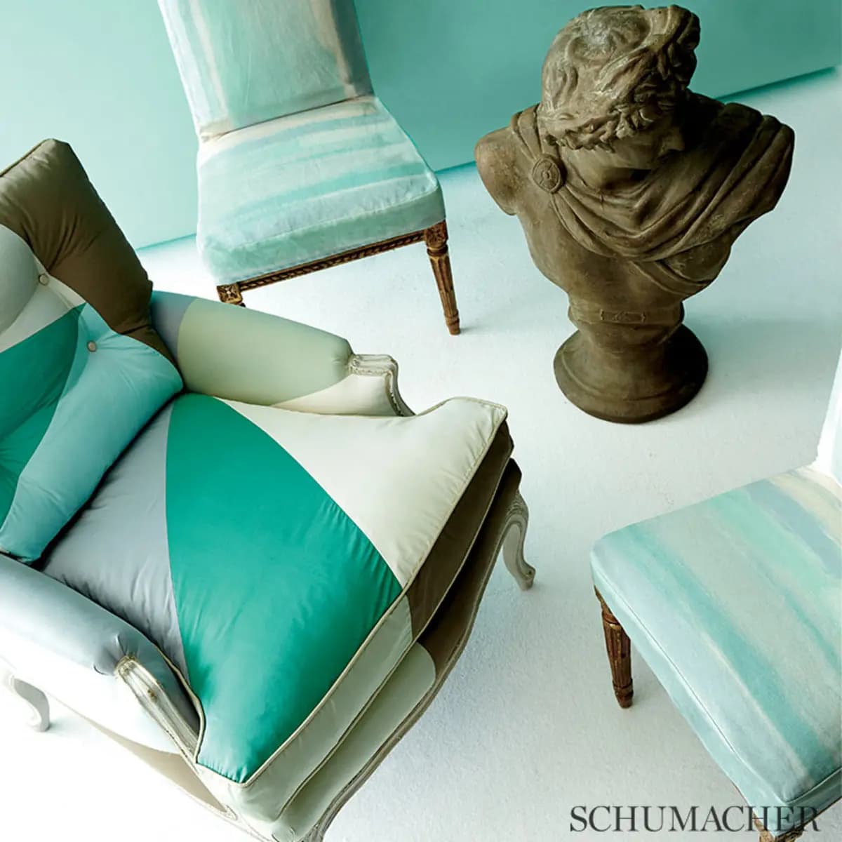 CUBIST SILK PANEL_ CELADON