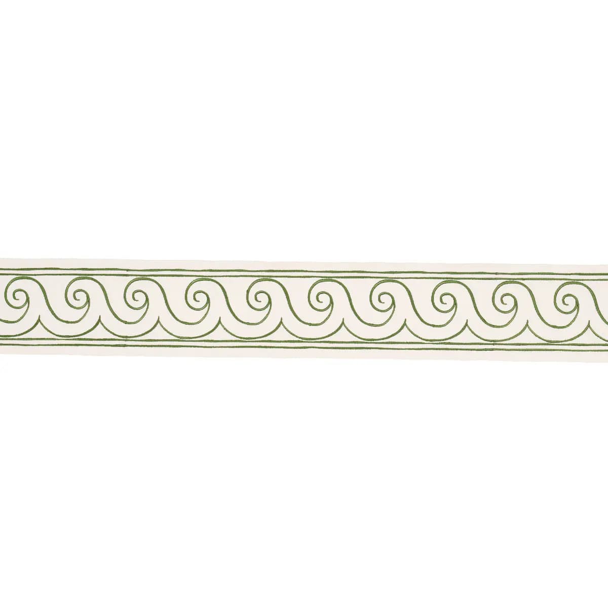 GREEK WAVES TRIM_ GREEN ON IVORY