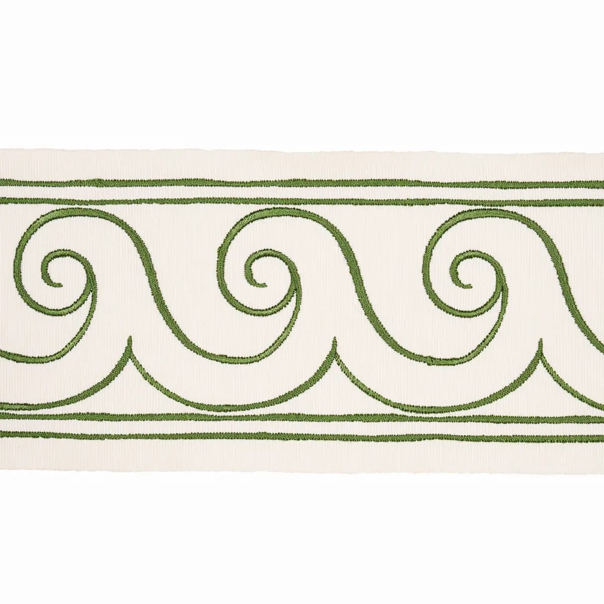GREEK WAVES TRIM_ GREEN ON IVORY