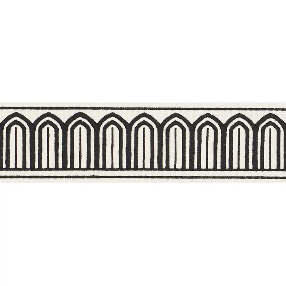 ARCHES EMBROIDERED TAPE MEDIUM_ BLACK ON WHITE