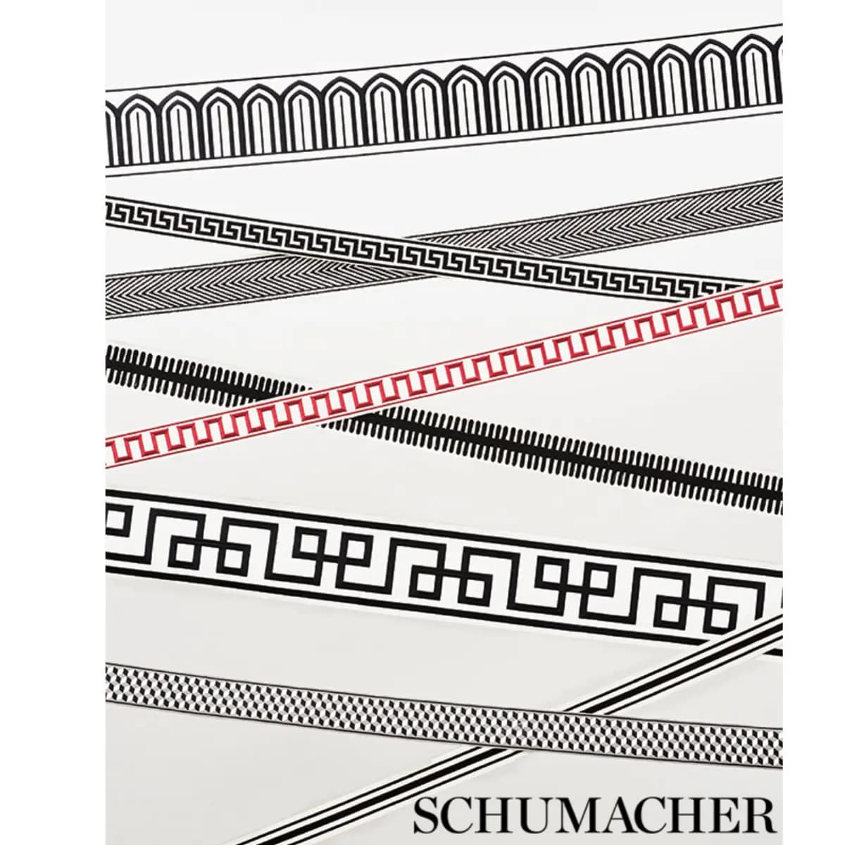 ARCHES EMBROIDERED TAPE WIDE_ BLACK ON WHITE