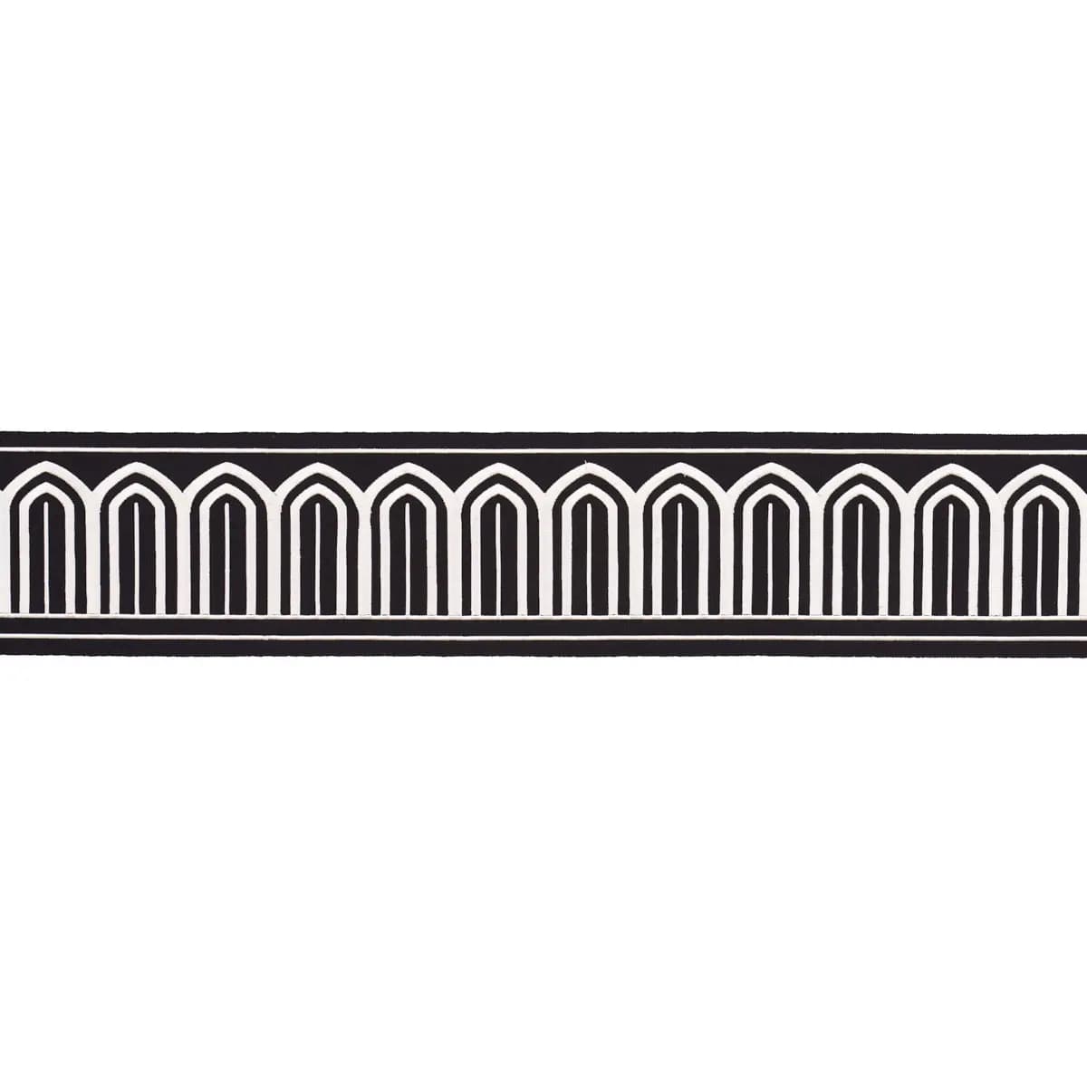 ARCHES EMBROIDERED TAPE WIDE_ WHITE ON BLACK
