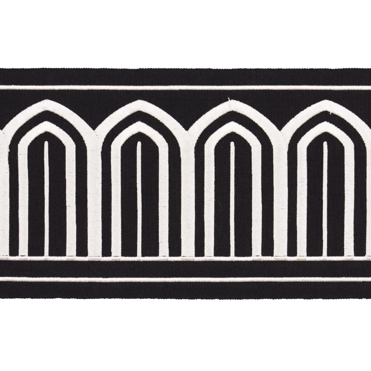 ARCHES EMBROIDERED TAPE WIDE_ WHITE ON BLACK