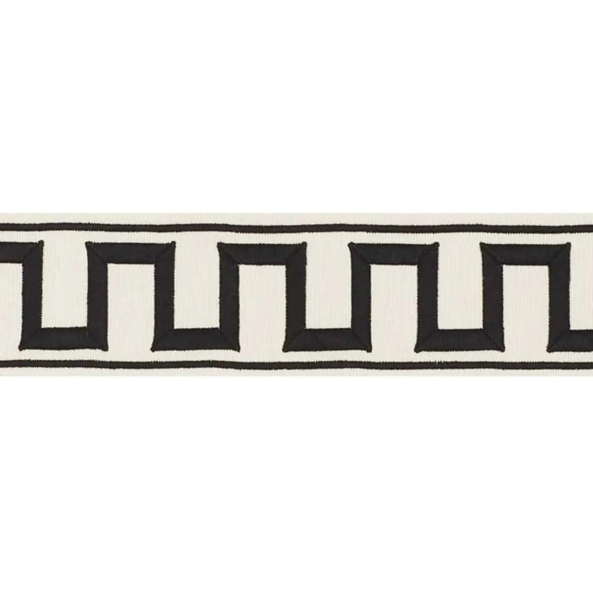 GREEK KEY EMBROIDERED TAPE_ BLACK ON IVORY