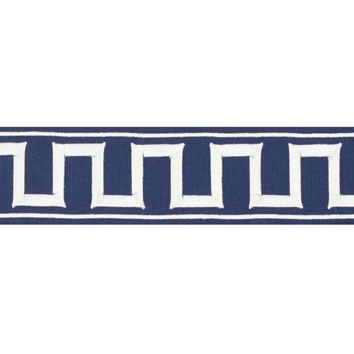 GREEK KEY EMBROIDERED TAPE_ MARINE