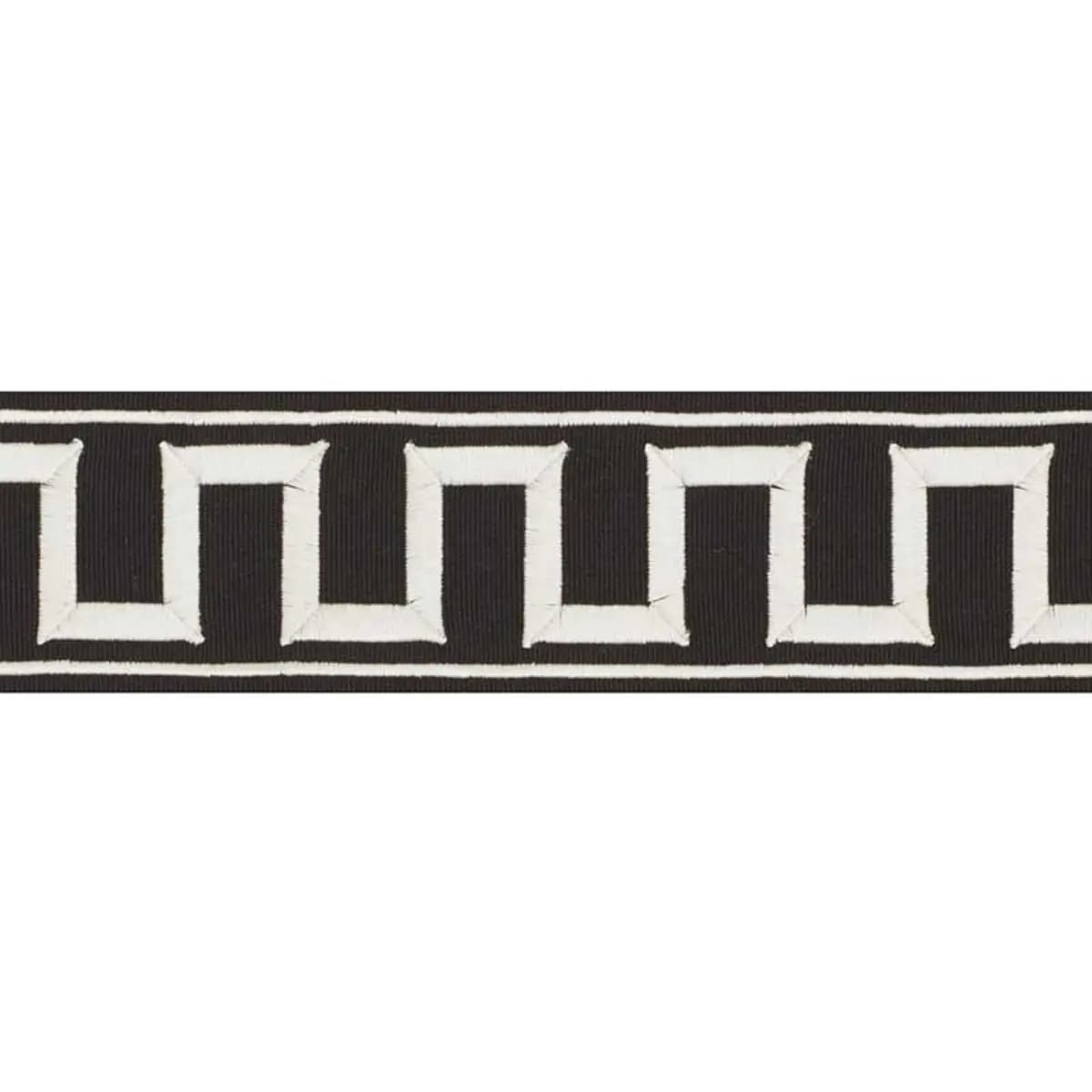 GREEK KEY EMBROIDERED TAPE_ WHITE ON BLACK
