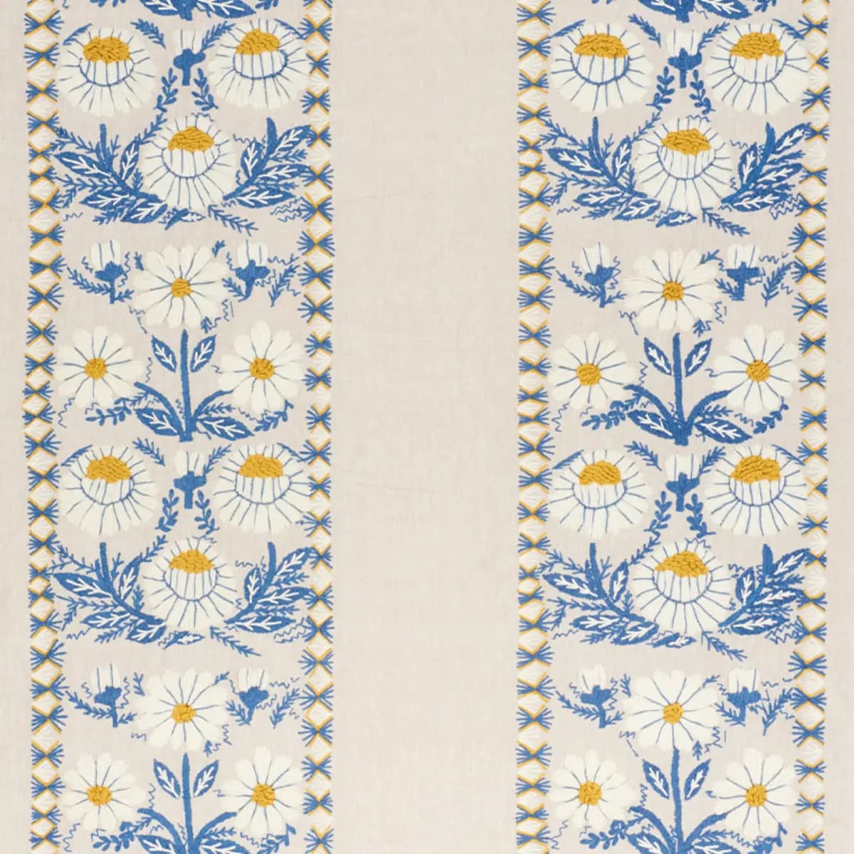 MARGUERITE EMBROIDERY_ BLUE & OCHRE