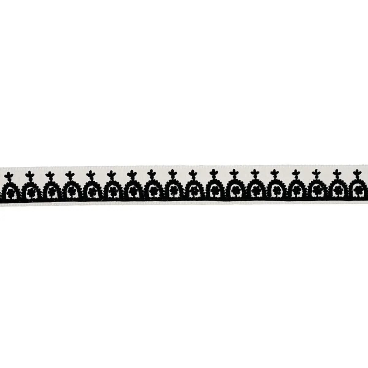 Noelia Embroidered Tape_ BLACK ON IVORY