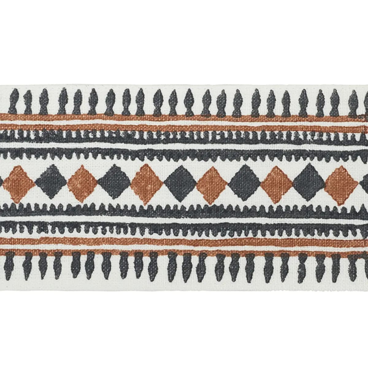 TOULA HAND BLOCKED LINEN TAPE_ BLACK & BROWN
