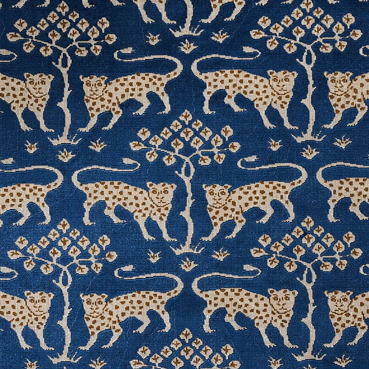 WOODLAND LEOPARD VELVET_ SAPPHIRE