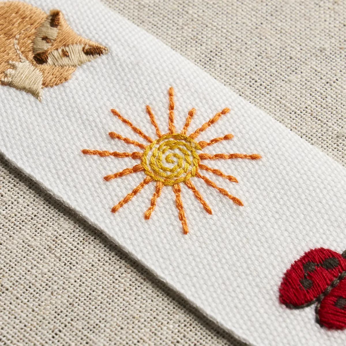 Tiny Things Embroidered Tape_ MULTI ON IVORY