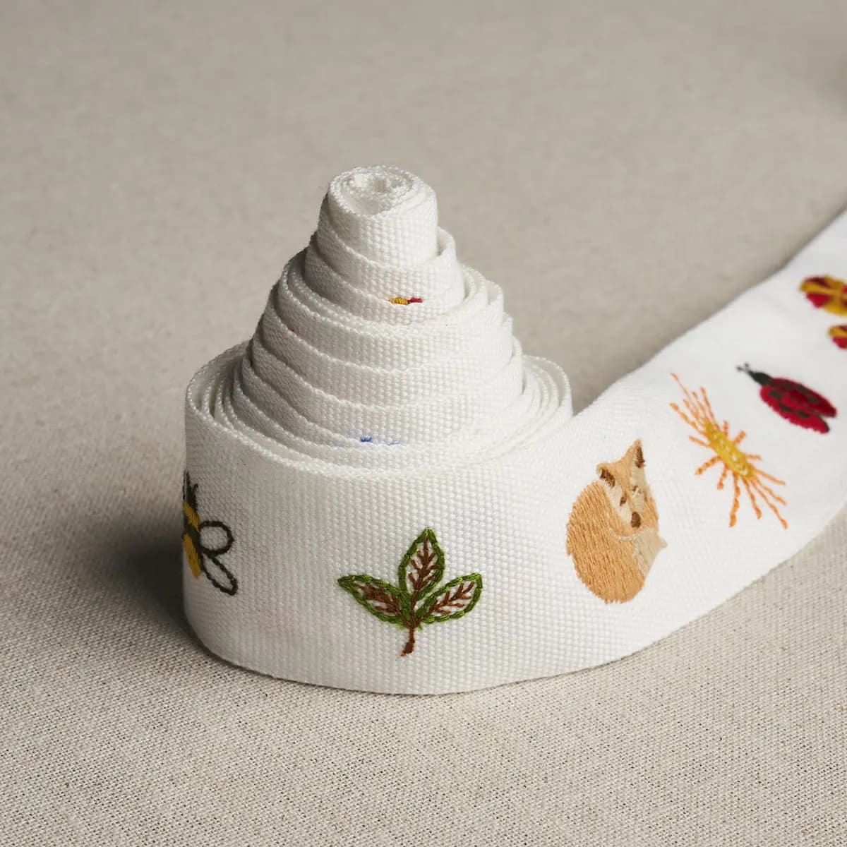 Tiny Things Embroidered Tape_ MULTI ON IVORY