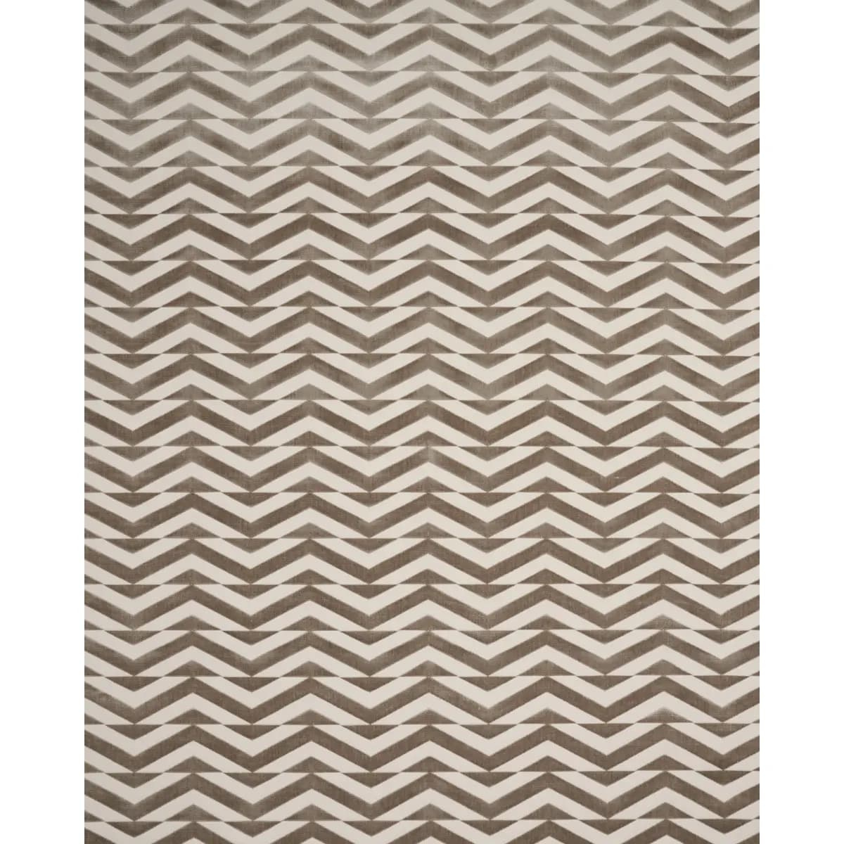 BROKEN CHEVRON CUT VELVET_ TAUPE ON IVORY