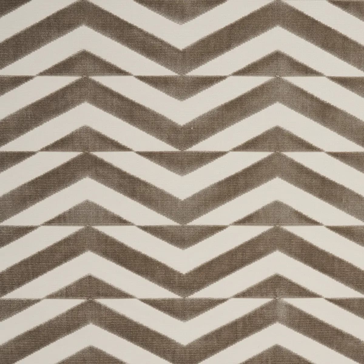 BROKEN CHEVRON CUT VELVET_ TAUPE ON IVORY