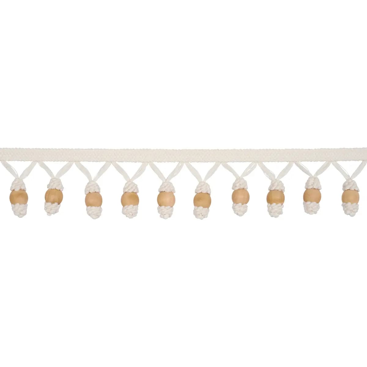 WOODEN BALL FRINGE_ IVORY