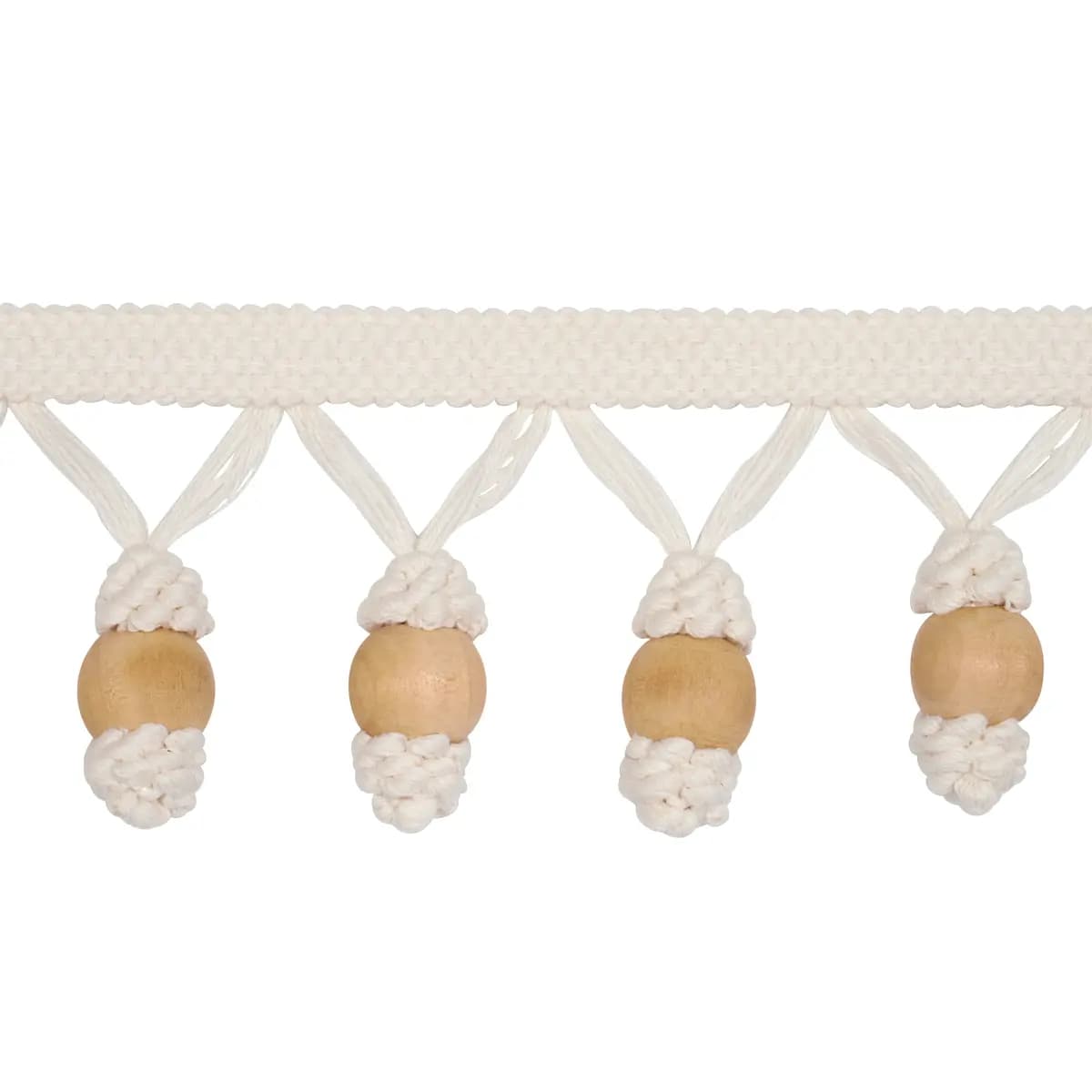 WOODEN BALL FRINGE_ IVORY