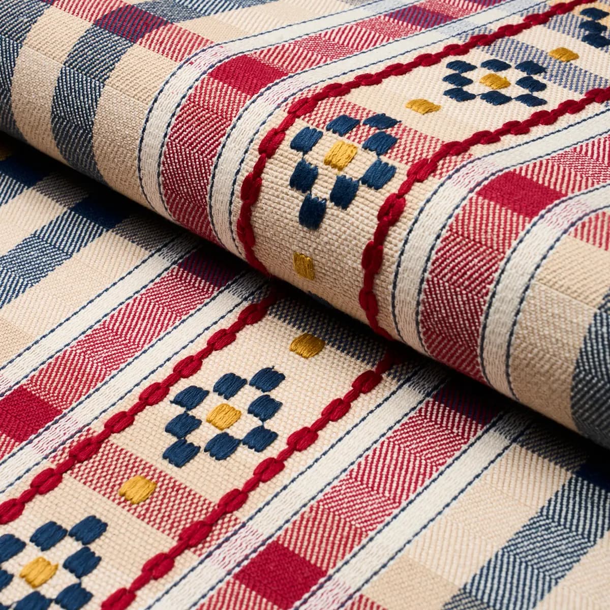 HUTTON HAND WOVEN CHECK_ ROUGE & NAVY