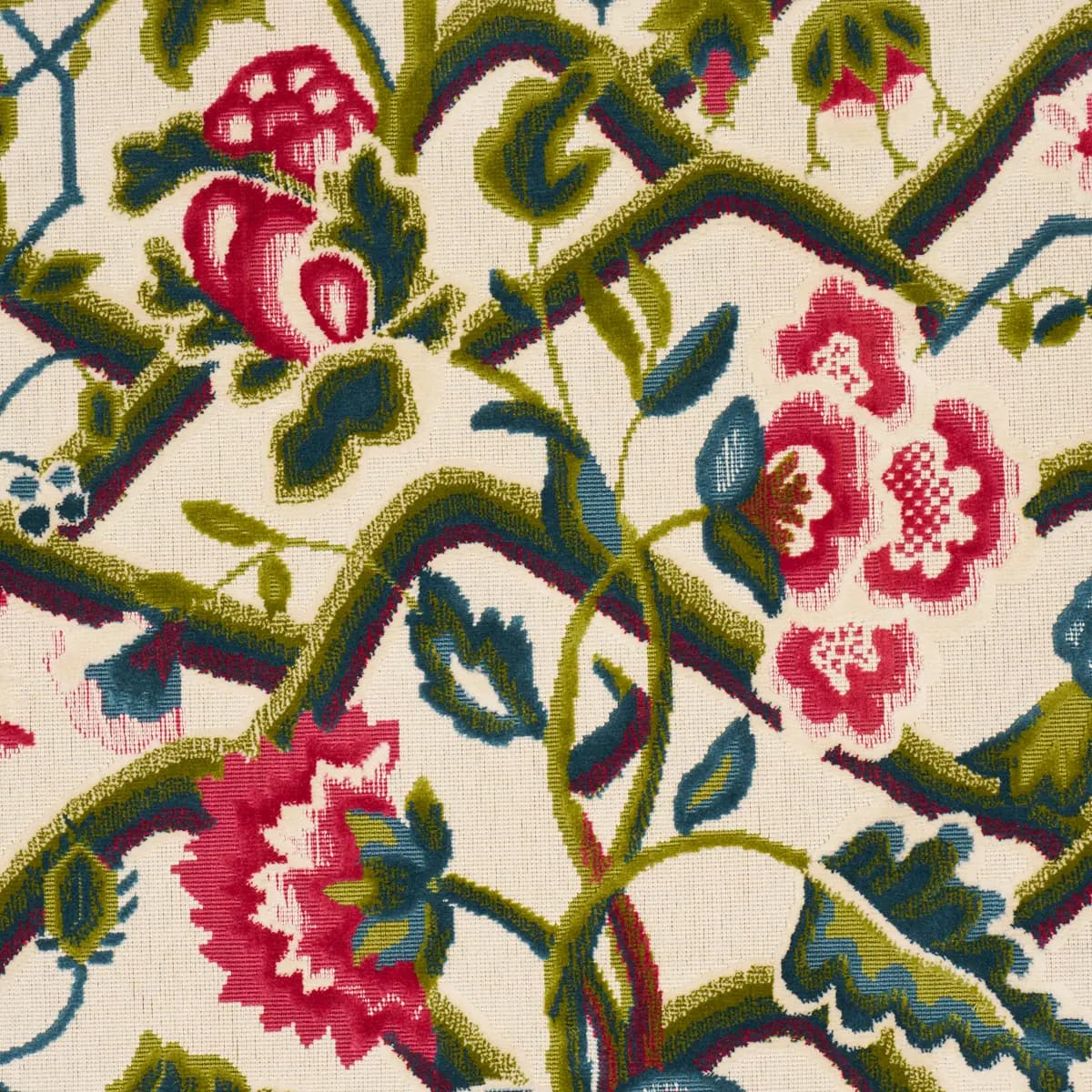 JACOBEAN GARDEN VELVET_ MULBERRY & LEAF