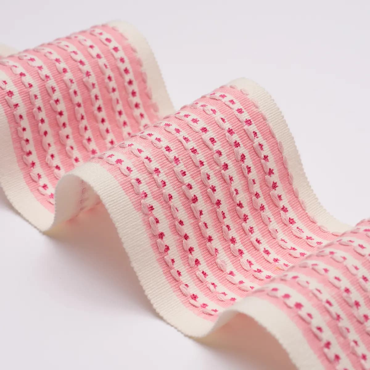 STRIPE & DOT HAND BLOCK TRIM_ PINK