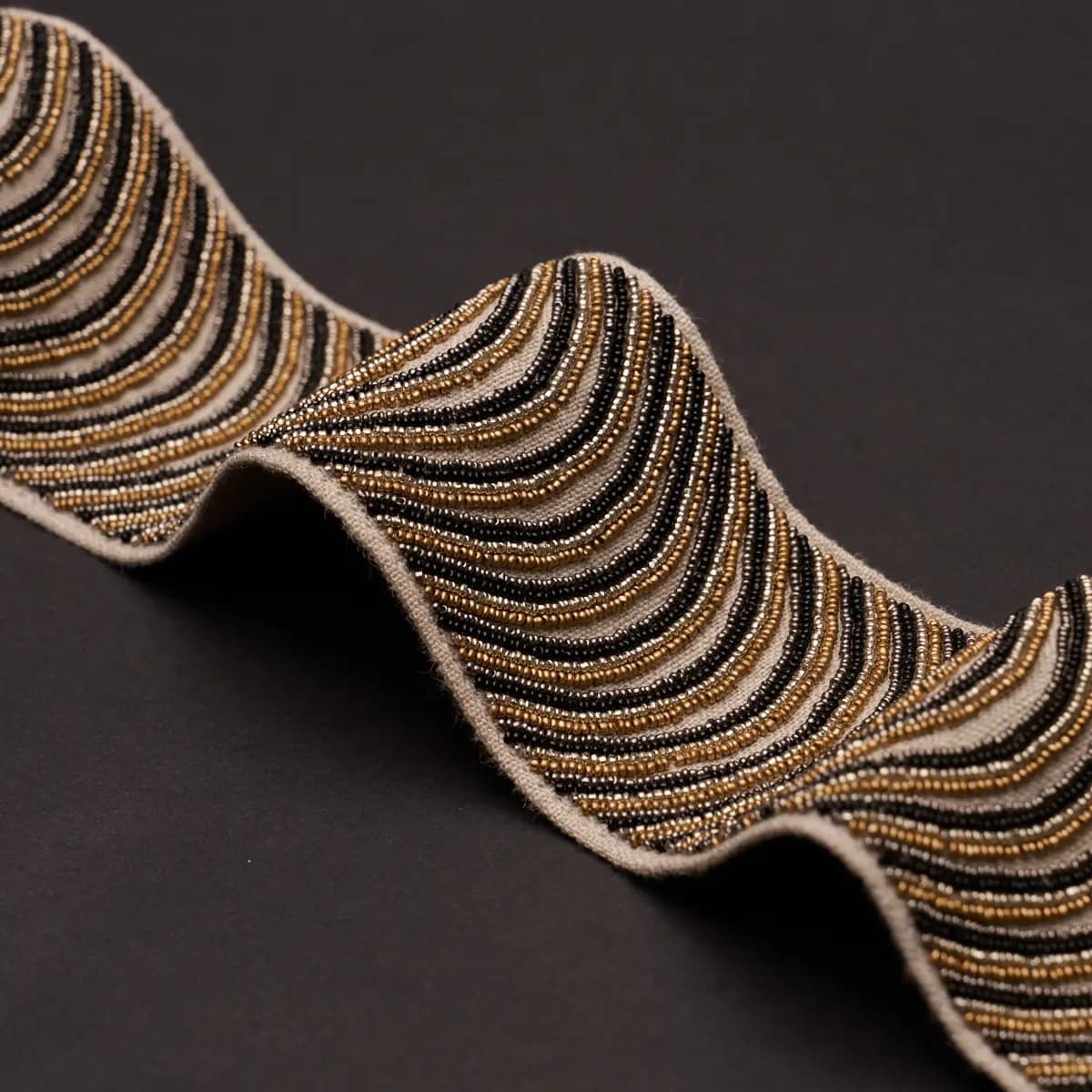 Ziegfeld Hand Beaded Tape_ EBONY