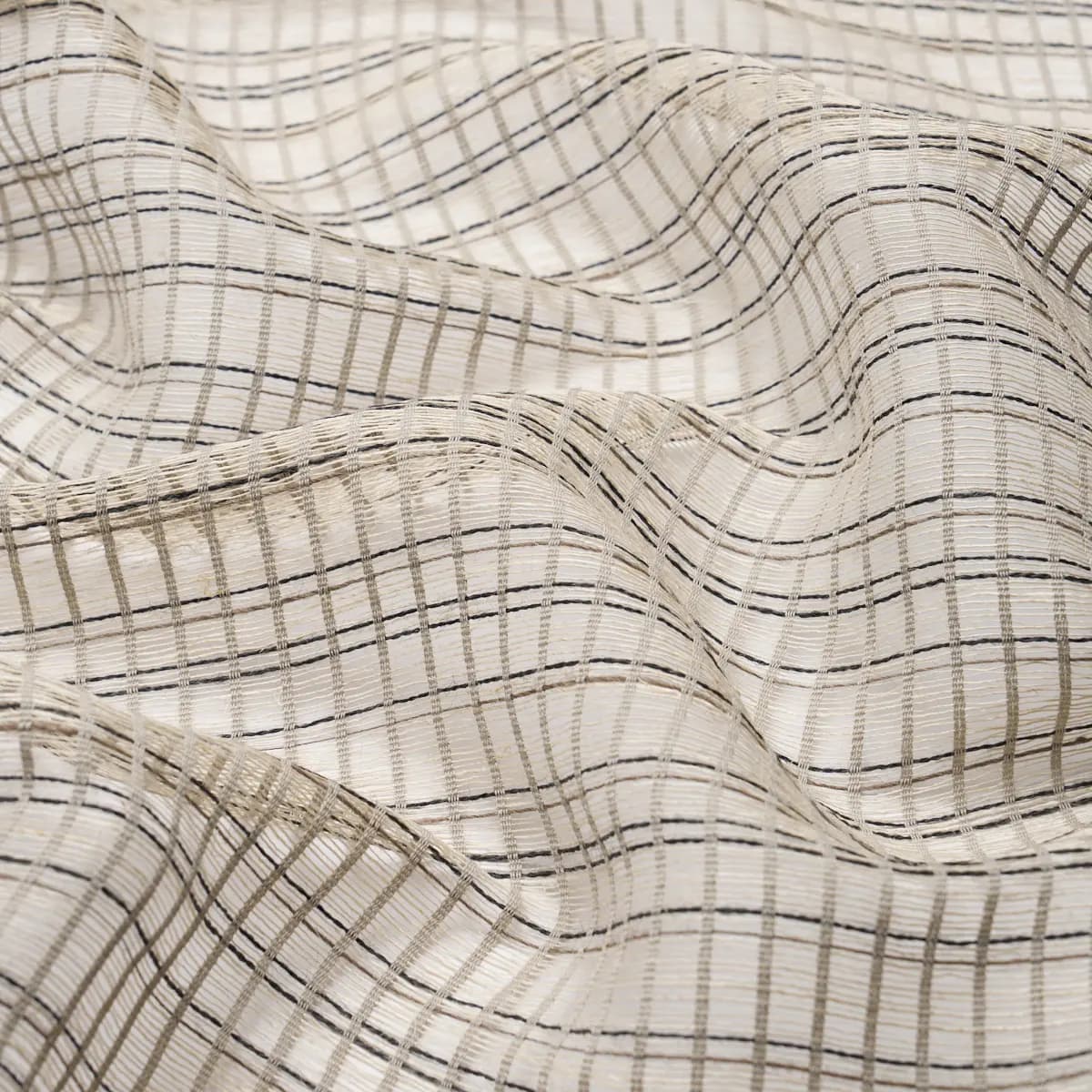 PAYTON LINEN SHEER GRID_ BLACK & WHITE