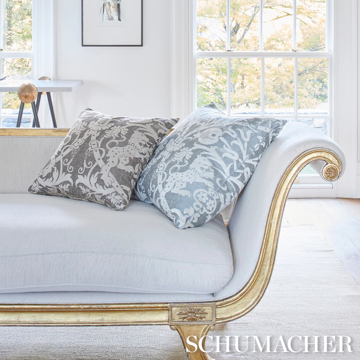 Dougal Damask Pillow_ SMOKE