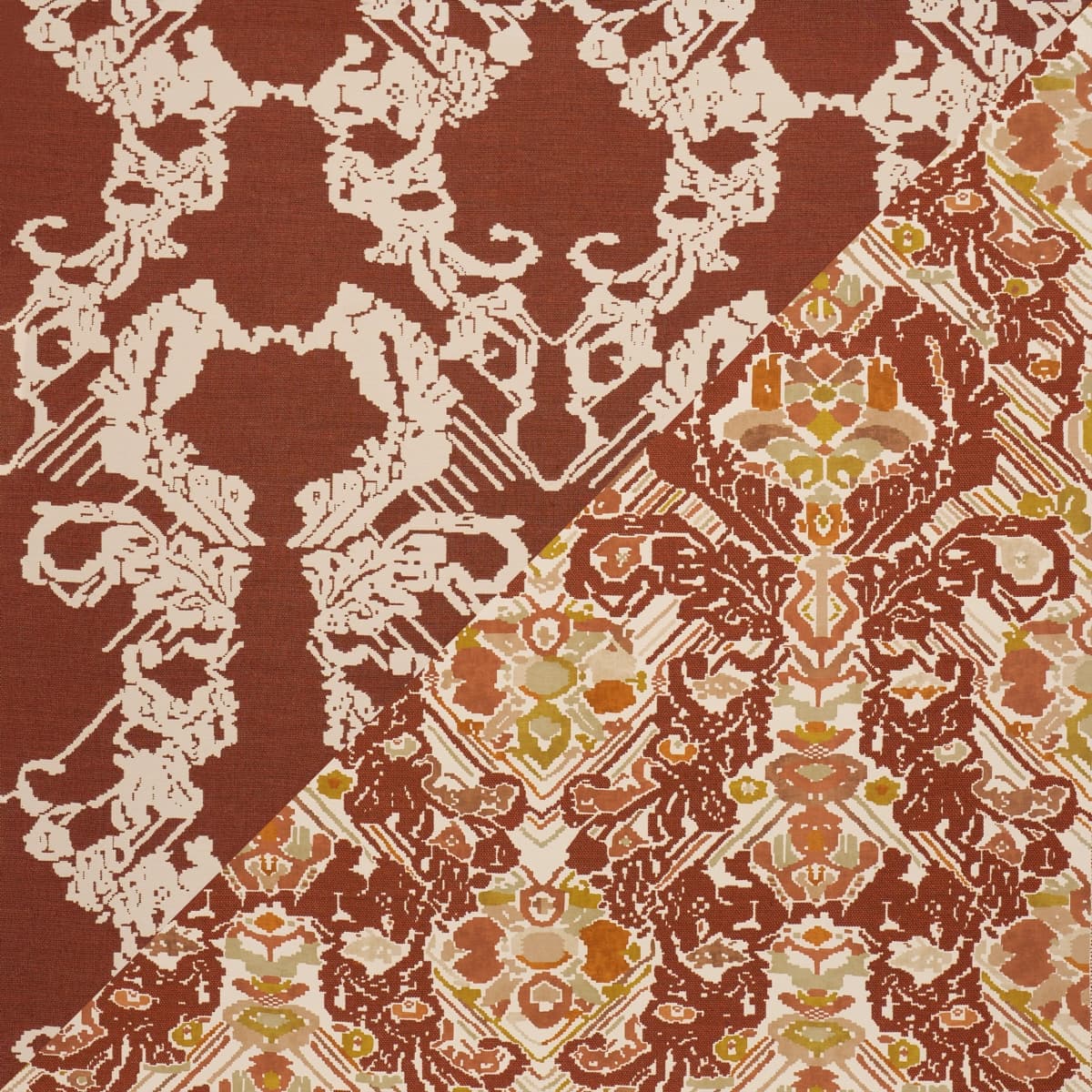 REVERSIBLE DIGITAL DAMASK_ CHARTREUSE