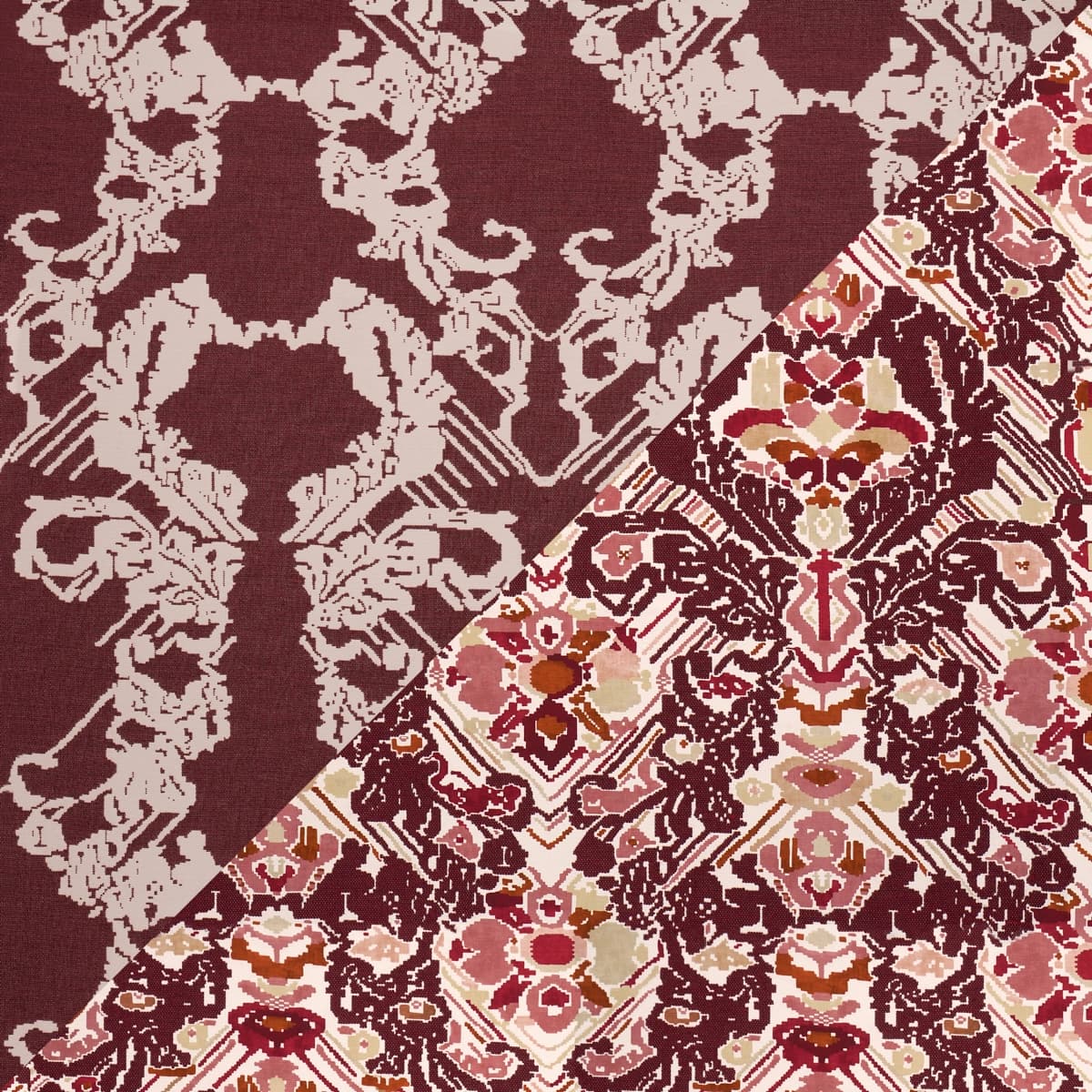 REVERSIBLE DIGITAL DAMASK_ MERLOT