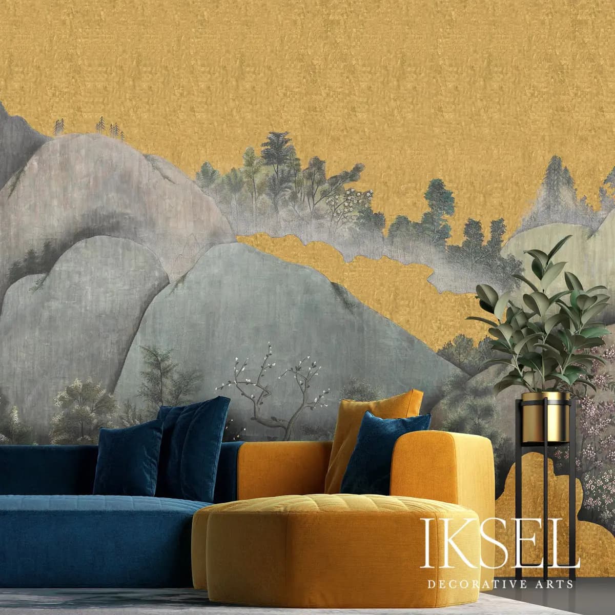 JAPANESE MOUNTAINS_ CRACKLED GOLD