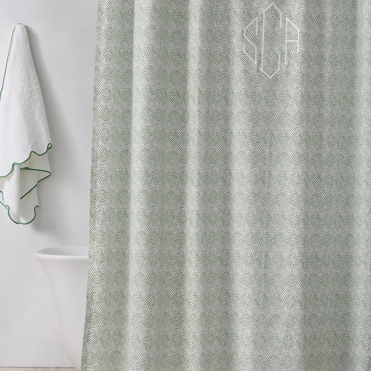 Duma Diamond Shower Curtain_ GRASS