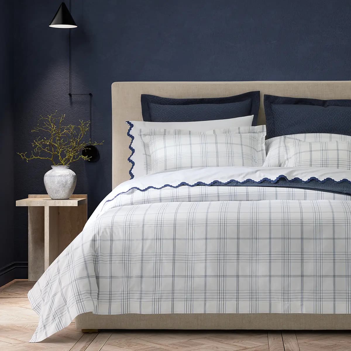 August Plaid Duvet Cover_ NAVY
