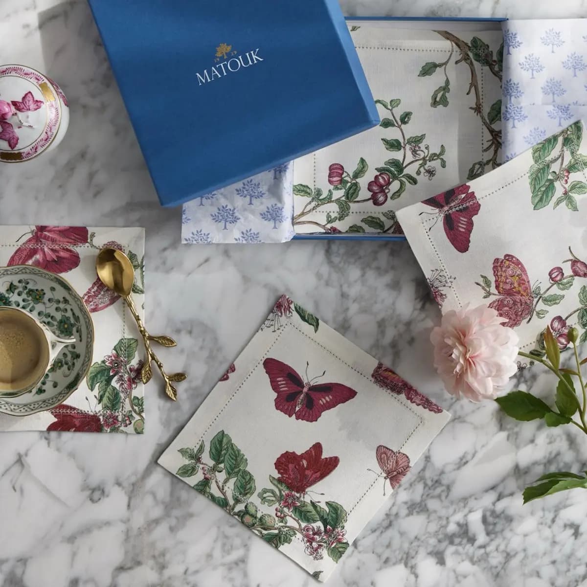 Baudin Butterfly Cocktail Napkins_ RUBY