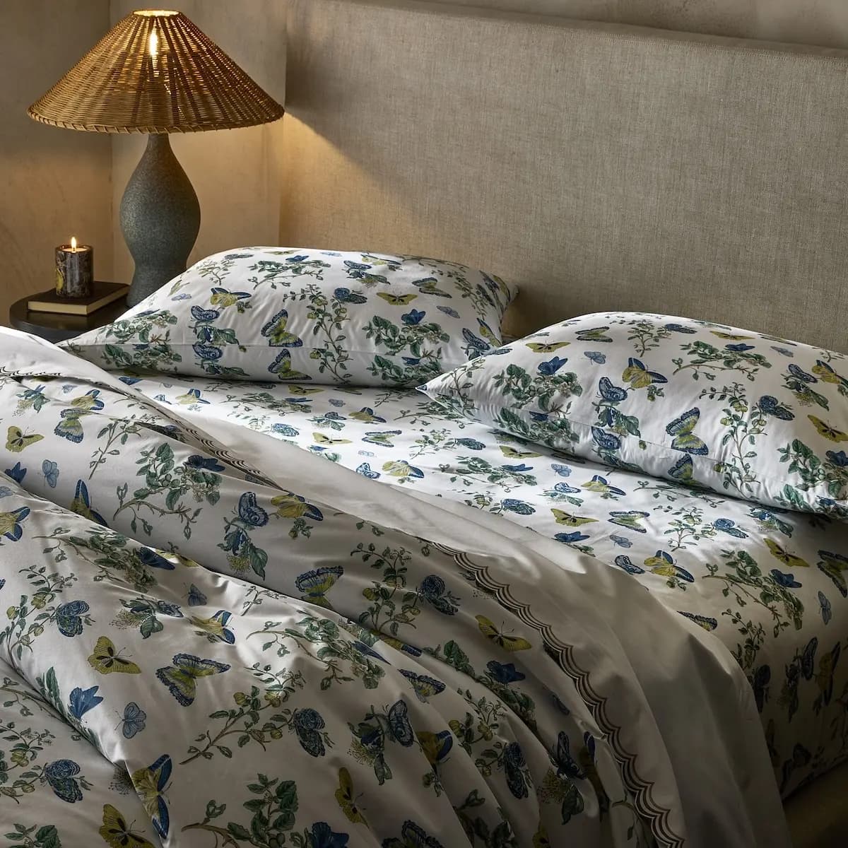 Baudin Butterfly Fitted Sheet_ PRUSSIAN BLUE