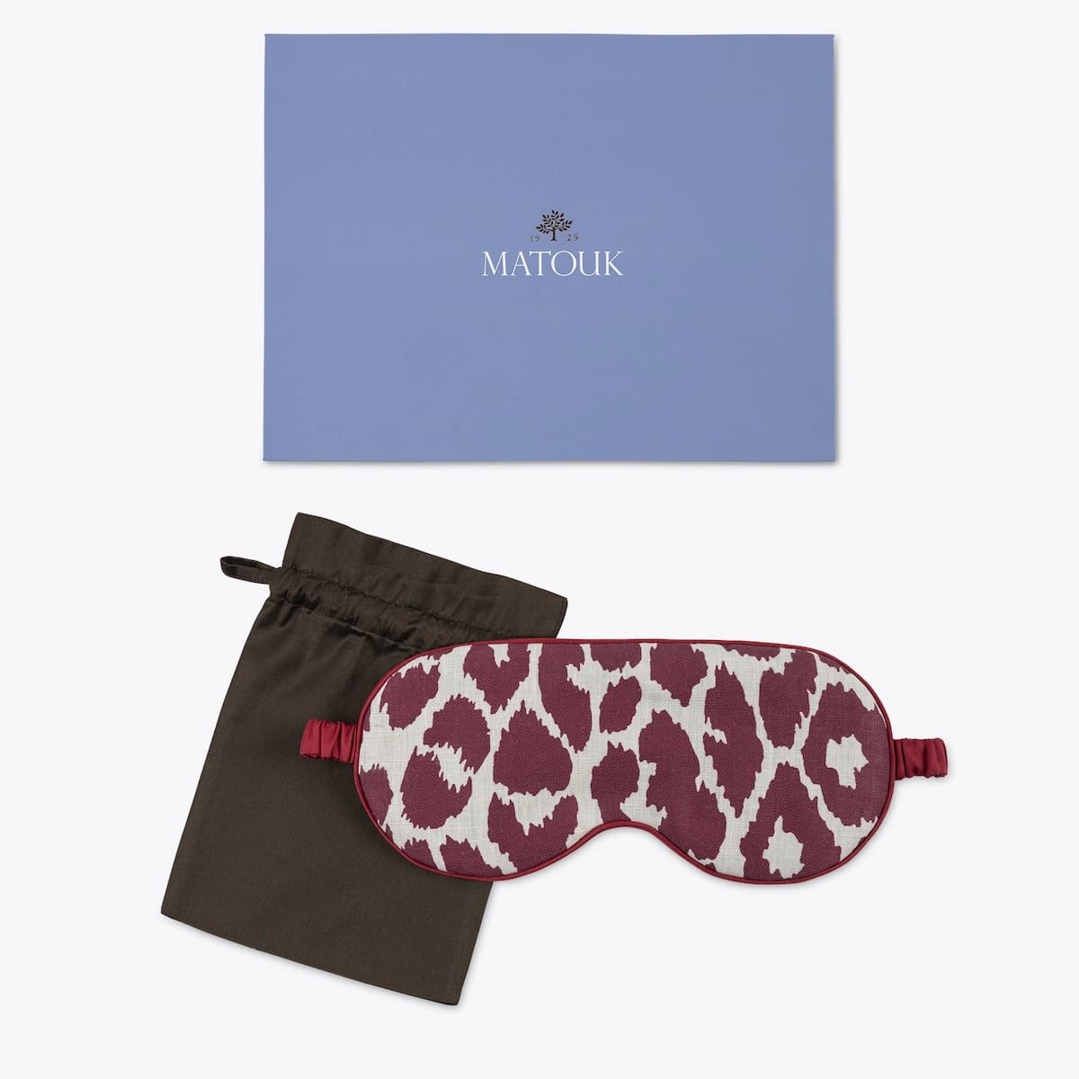 Iconic Leopard Linen Sleep Mask_ CRIMSON