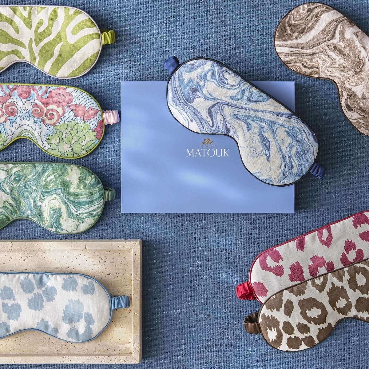 Iconic Leopard Linen Sleep Mask_ CRIMSON