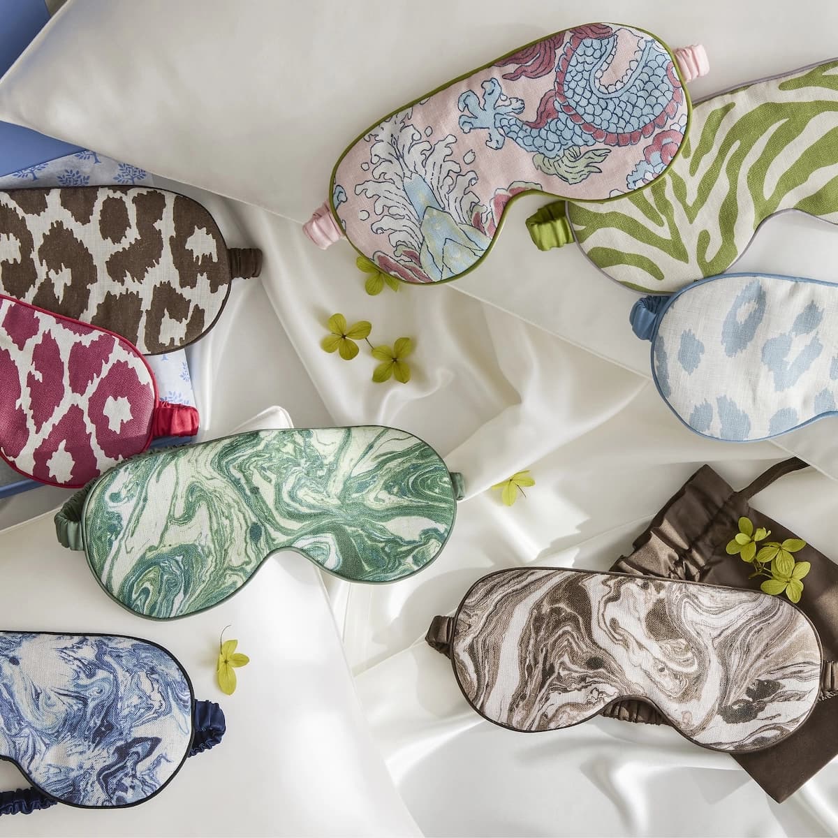 Iconic Leopard Linen Sleep Mask_ CRIMSON