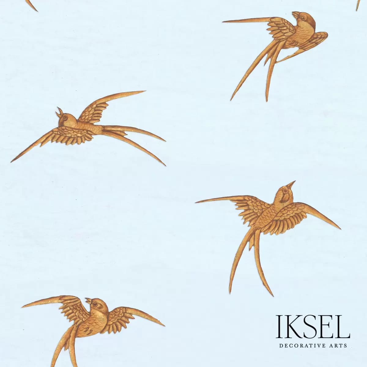JAPANESE BIRDS_ SKY BLUE-GOLD