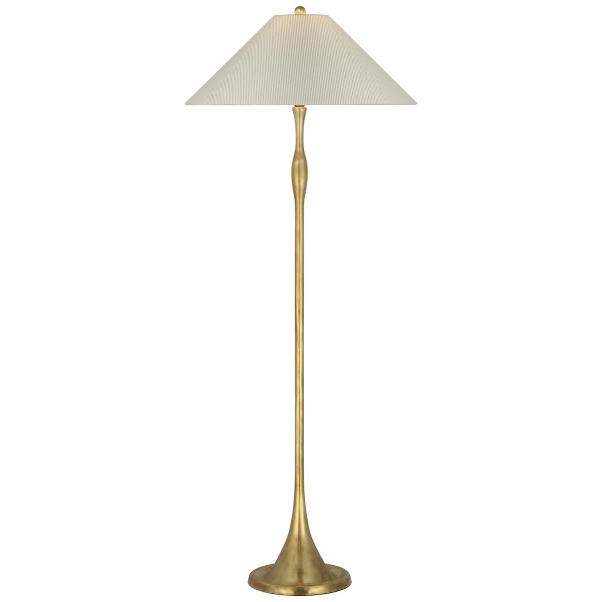 Romero Floor Lamp, Antique Brass_ CHAREE SILK STRIPE, LIGHT BLUE