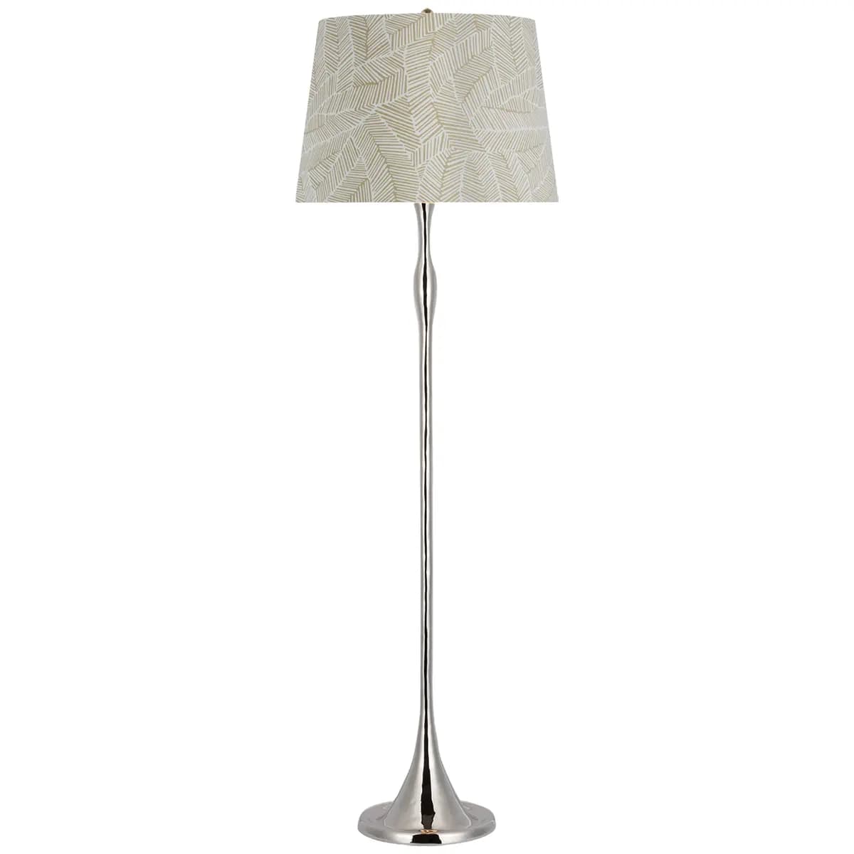 Romero Floor Lamp, Polished Nickel_ ABSTRACT LEAF IN TAUPE