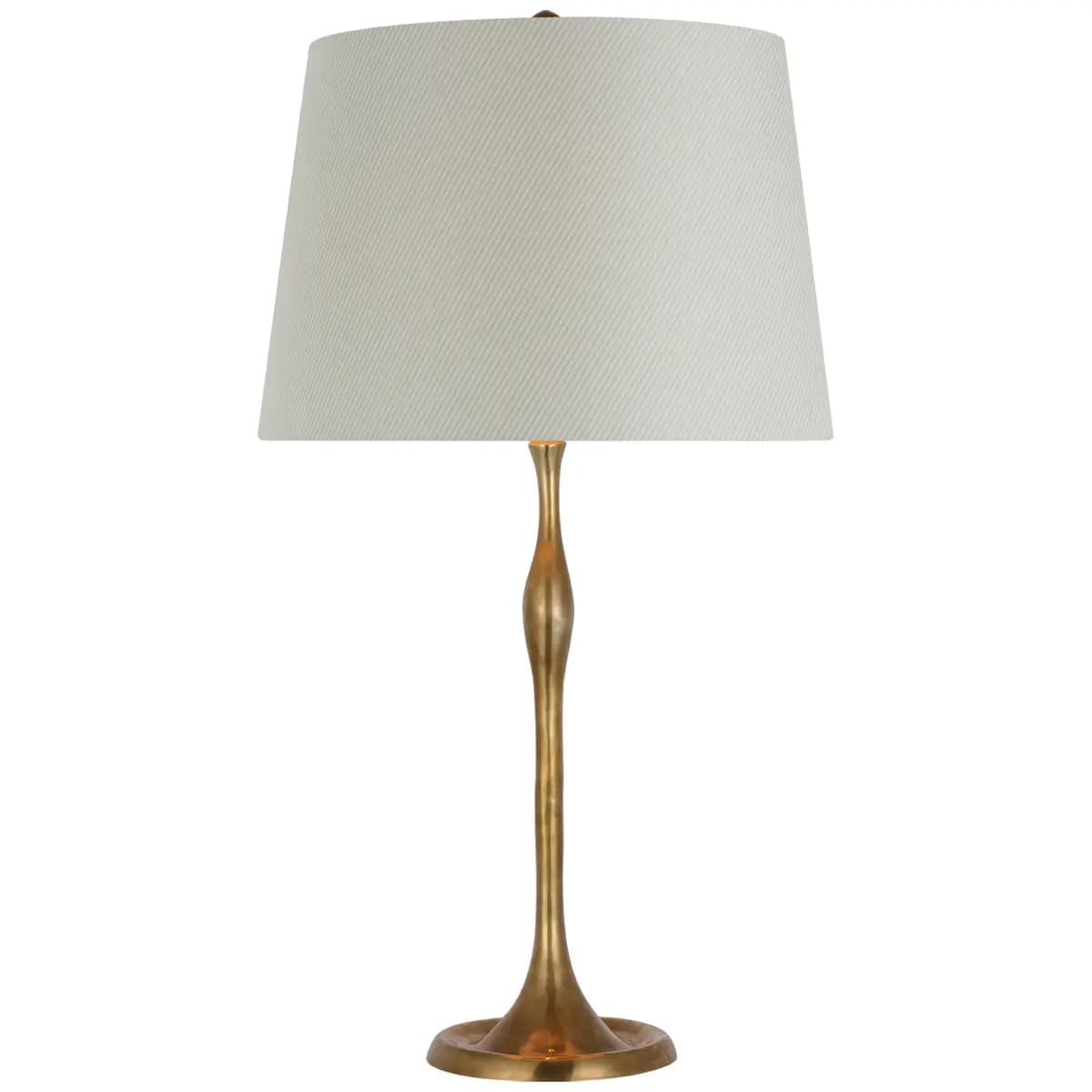 Romero Table Lamp, Antique Brass_ CHAREE SILK STRIPE, LIGHT BLUE