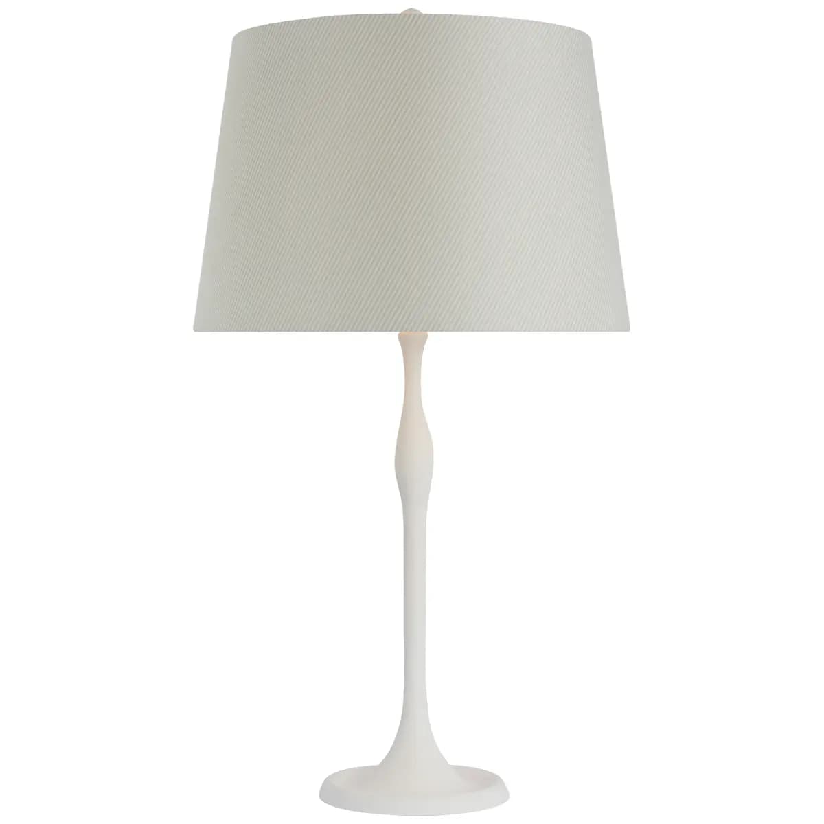 Romero Table Lamp, Plaster White_ CHAREE SILK STRIPE, LIGHT BLUE