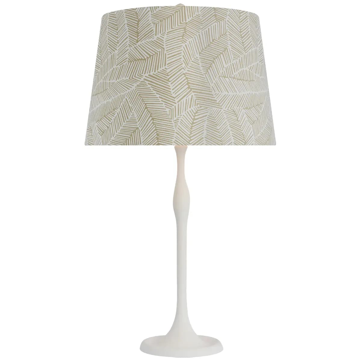 Romero Table Lamp, Plaster White_ ABSTRACT LEAF IN TAUPE