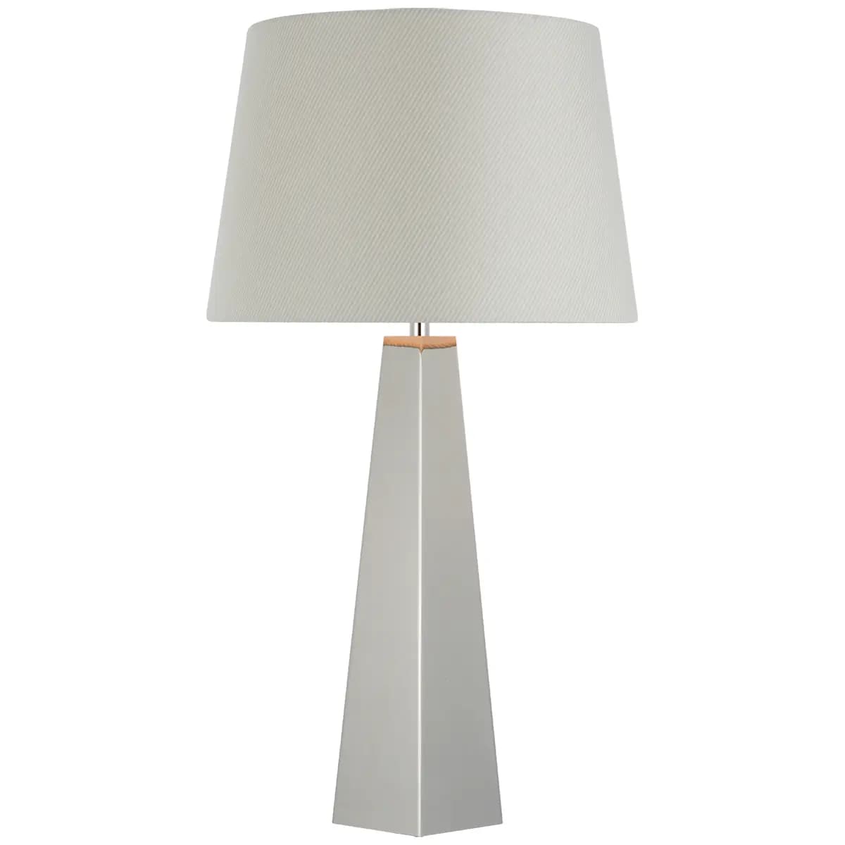 Zoran Table Lamp, Polished Nickel_ CHAREE SILK STRIPE, LIGHT BLUE
