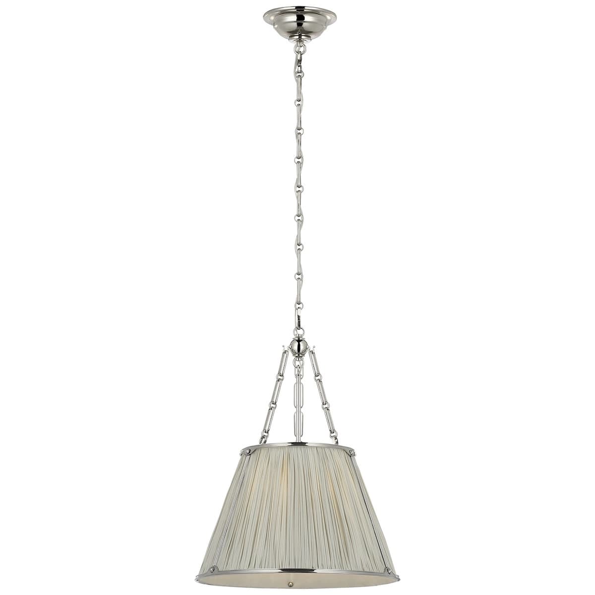 Allister Hanging Shade, Nickel_ CHAREE SILK STRIPE, LIGHT BLUE