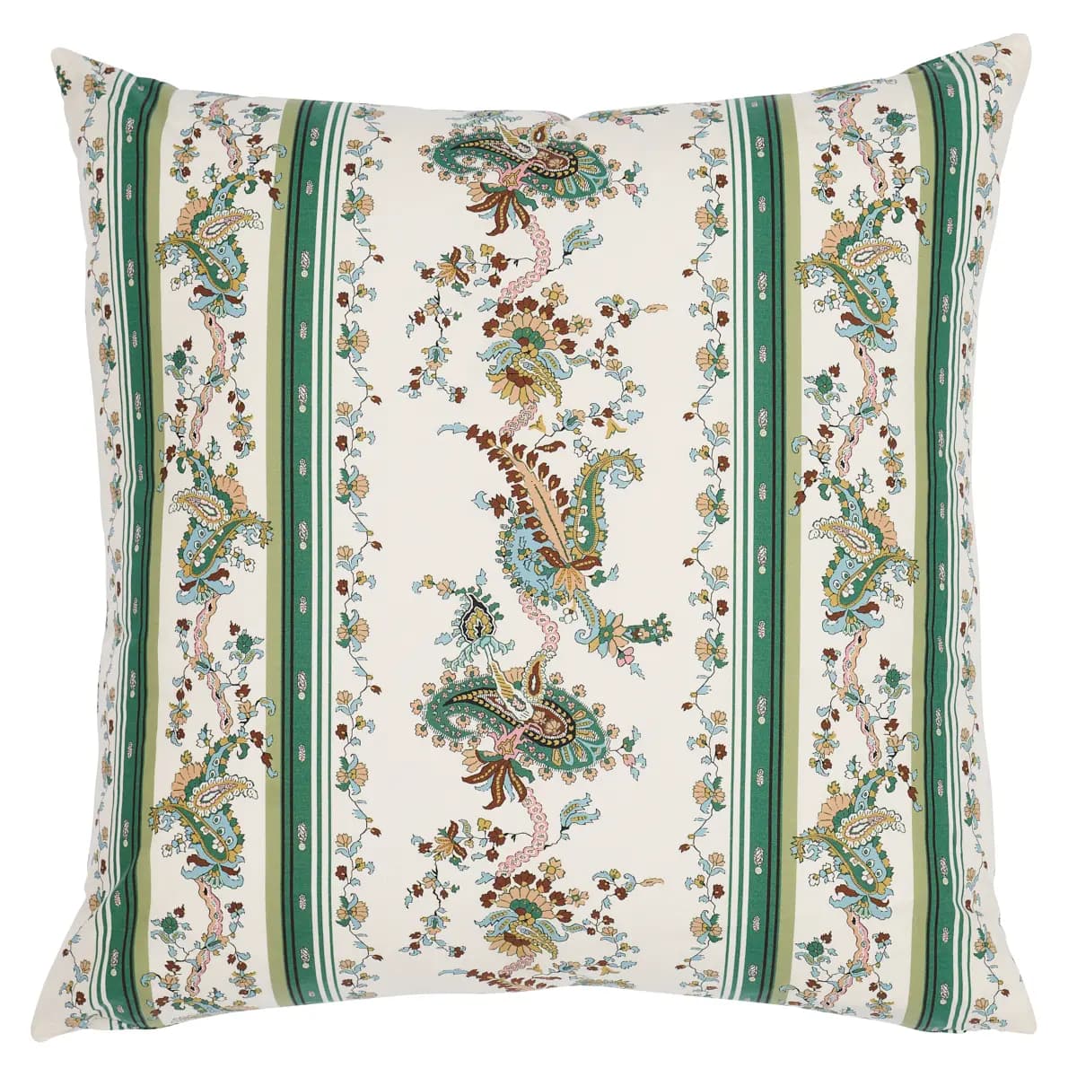Elena Paisley Stripe Pillow_ GREEN