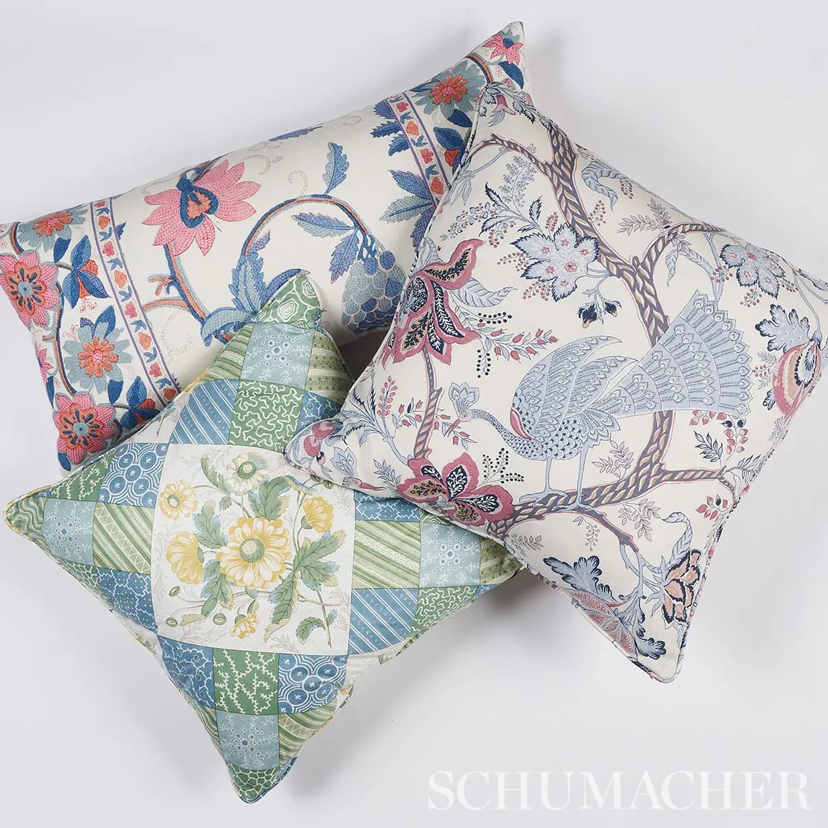 Caldwell Patchwork 20" Pillow_ YELLOW & CORNFLOWER