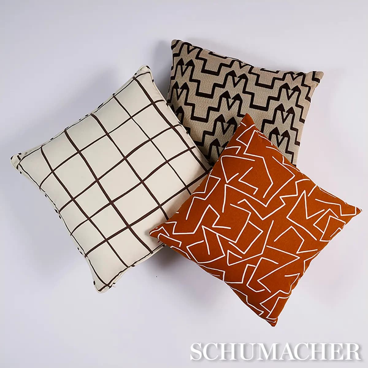 Painterly Windowpane Pillow_ BROWN