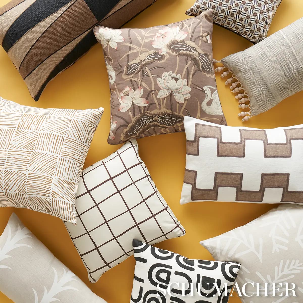 Painterly Windowpane Pillow_ BROWN