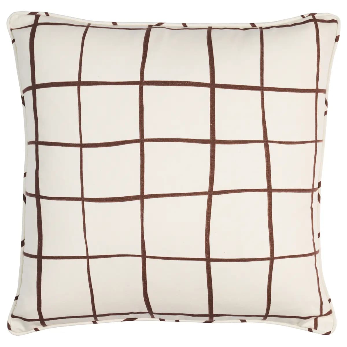 Painterly Windowpane Pillow_ BROWN